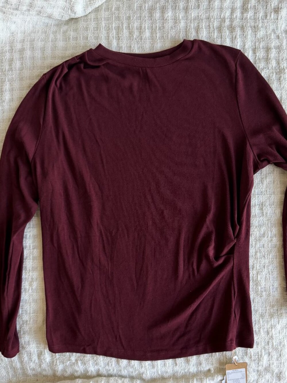 OGL Burgundy Long Sleeve Crew Neck Top XL NWT Eco-Mousse
